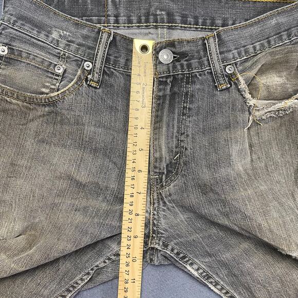 Levis 514 Jeans Mens 28x28 Gray Denim Distressed Straight Leg Grunge Thrashed - Picture 15 of 16